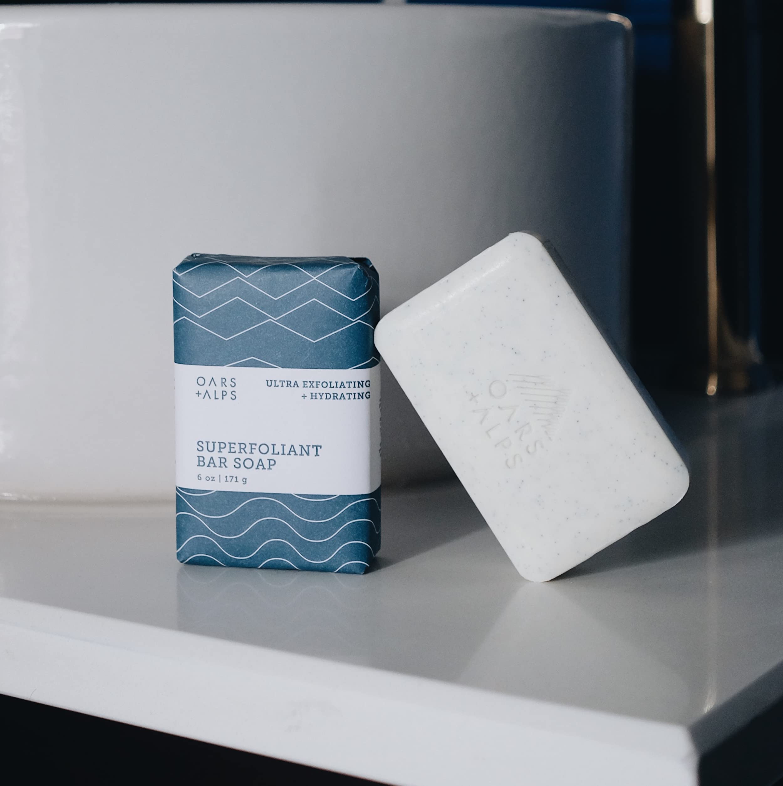 Oars + Alps Superfoliant Exfoliating Bar Soap for Men - Dermatologist Tested, Clean Ingredients, Travel Size (6 Oz) - Deep Cleansing & Exfoliation for Face & Body, Ideal for Gym, Travel & Daily Skincare Routine