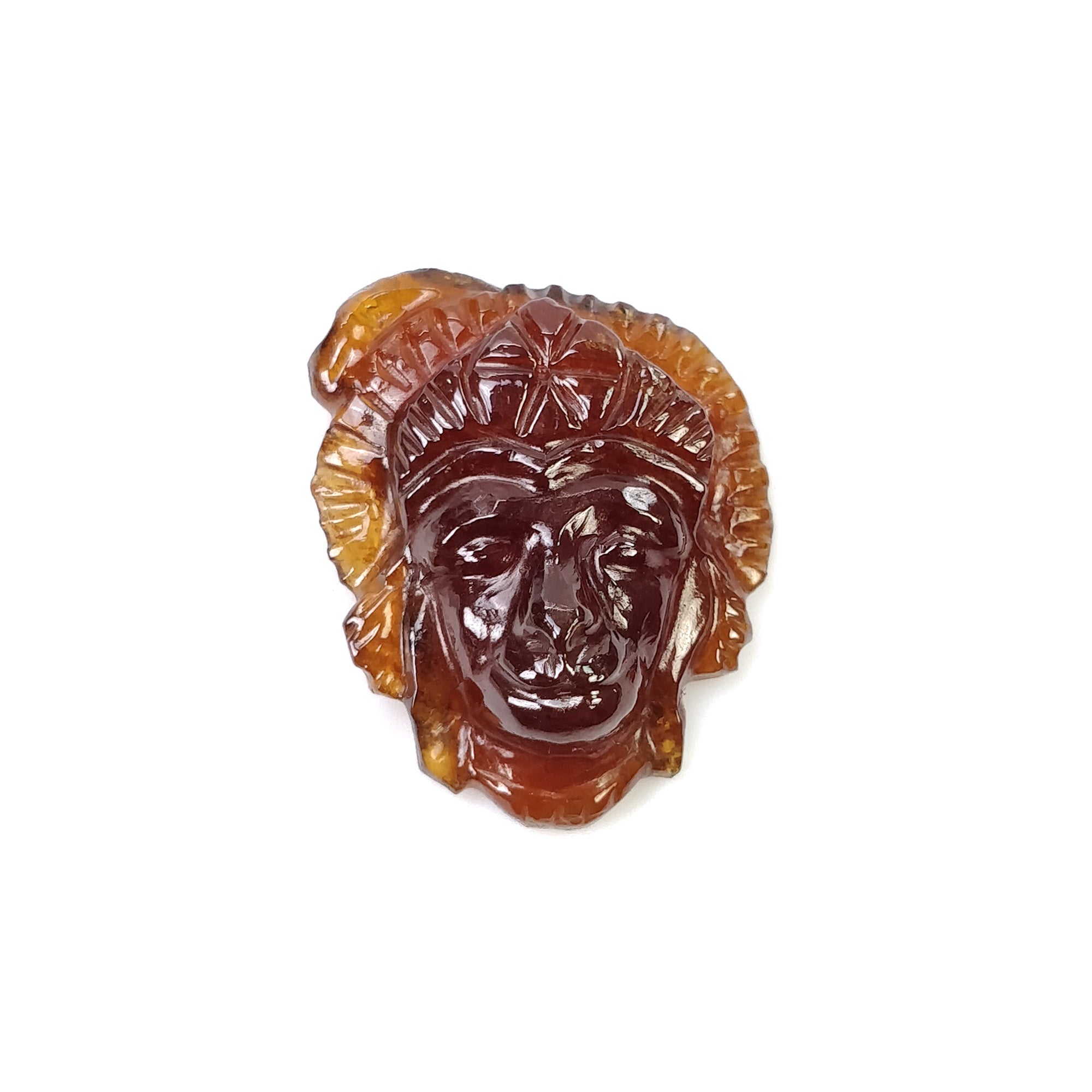 Natural Hessonite Garnet Gemstone Carving - 16.85cts Untreated Hand Carved Lord Hanuman 20x17mm | Spiritual Jewelry, Meditation Gift, Yoga Accessory | Video Included