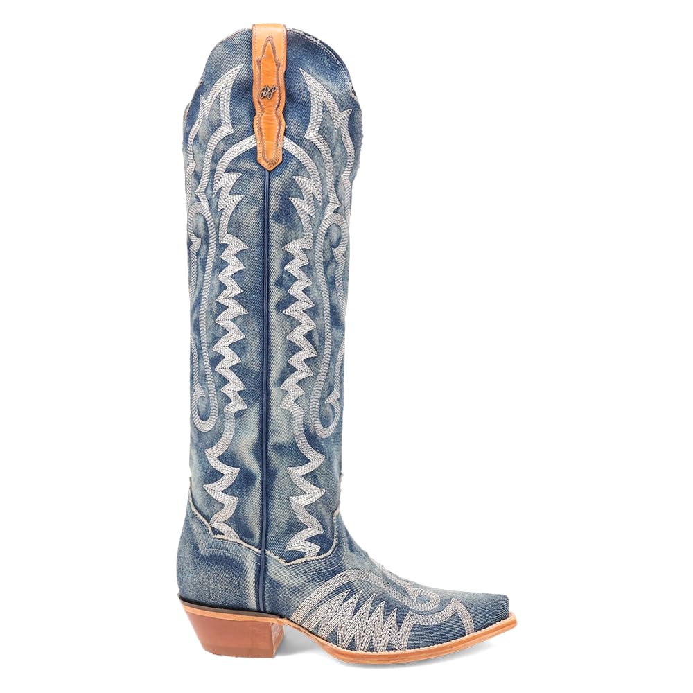 Dan Post Women's Denim Darlin Snip Toe Casual Boots - Mid Calf Western Boots with 1-2
