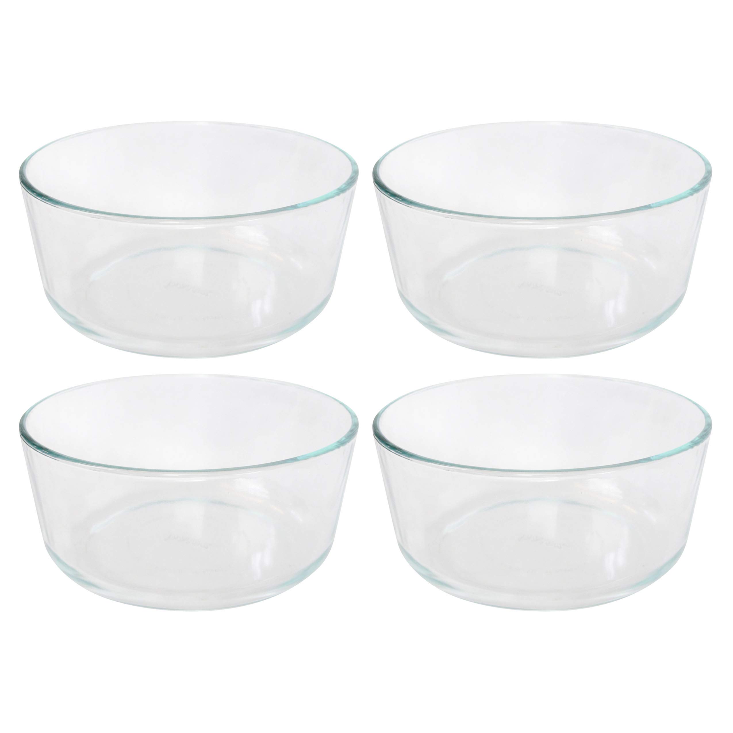 Pyrex Simply Store 7203 4-Pack Round Clear Glass Food Storage Bowls - Made in USA | Microwave & Freezer Safe for Meal Prep & Leftovers