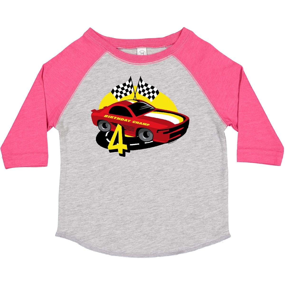 Inktastic Race Car 4th Birthday Toddler T-Shirt - Cute Toddler Boy Outfit for Birthday Party & Casual Wear