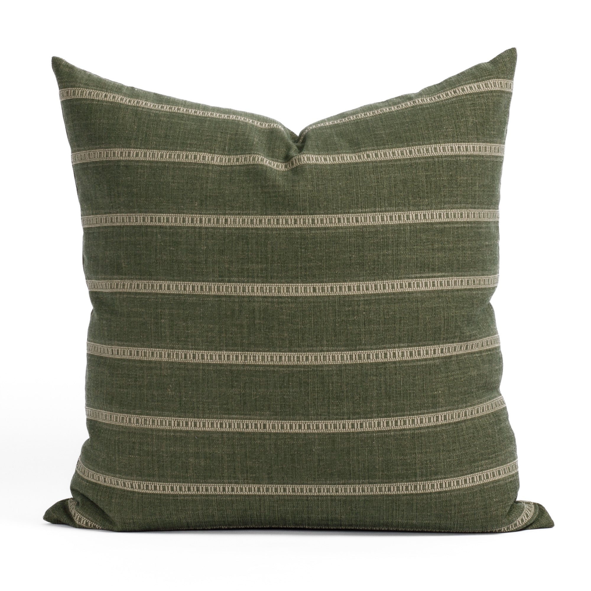 Brunswick Stripe 22x22 Decorative Throw Pillow Cover - Moss Green Square Cushion for Sofa, Bed & Home Decor