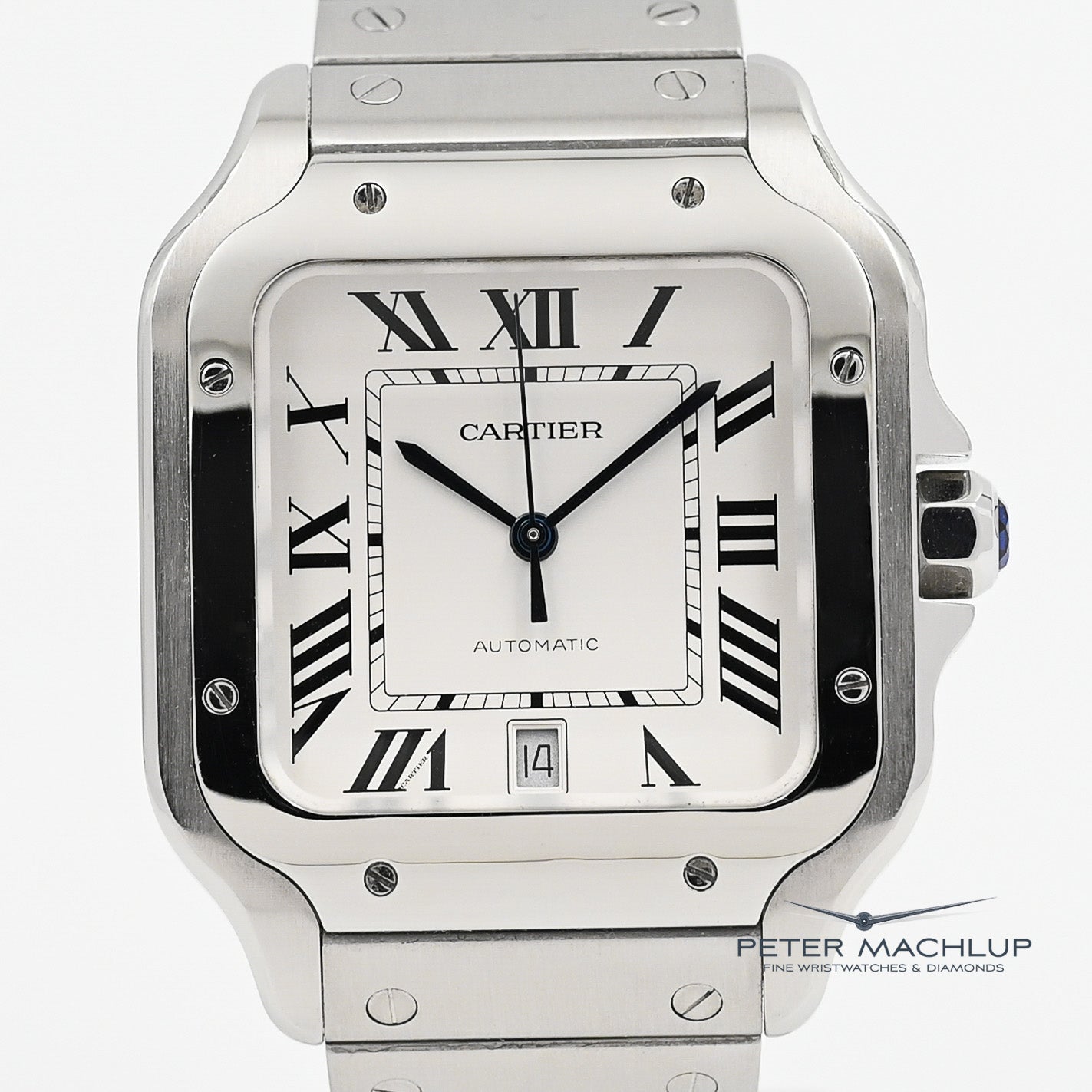Cartier Santos LM Automatic Watch for Men - Luxury Stainless Steel Timepiece with Swiss Movement | Perfect for Business, Formal Events & Everyday Wear