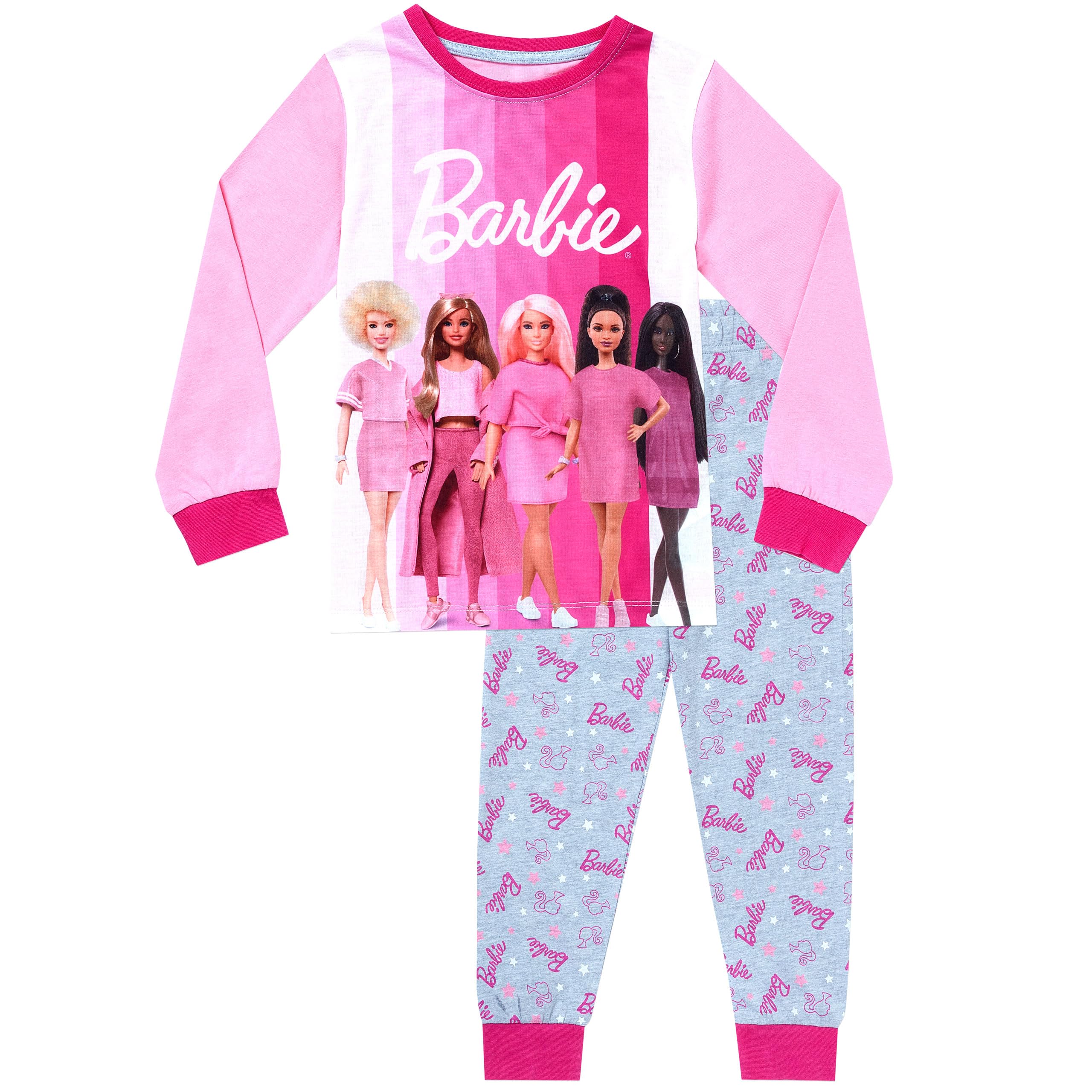 Barbie Girls Dressing Gown and Pajamas Set - Pink Fluffy Robe & Cute Sleepwear for Kids - Perfect for Sleepovers, Birthday Gifts & Cozy Bedtime