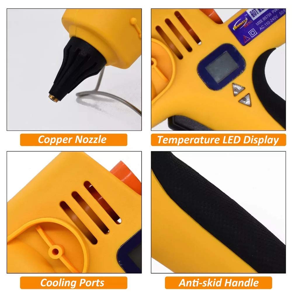 Heavy Duty 500W Hot Glue Gun Kit - Fast Heating High Power Professional Melt Glue Gun with 0.43