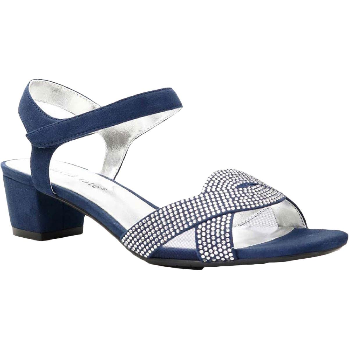 David Tate Women's Water-Resistant Faux Suede Square Toe Dress Sandals - Comfortable & Stylish for Office, Wedding & Outdoor Events