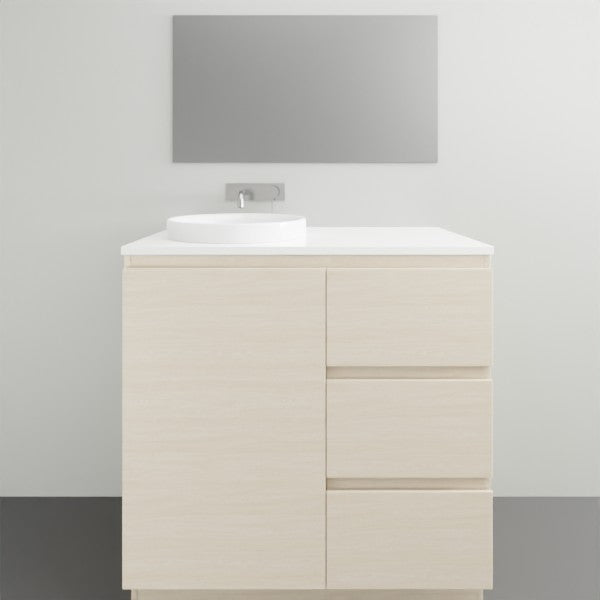 ADP Glacier Lite Ensuite Vanity Set with Solid Surface Top - 3-Piece Door and Drawer Bathroom Vanity for Modern Homes | Perfect for Small Bathrooms, Guest Suites & Apartment Remodels