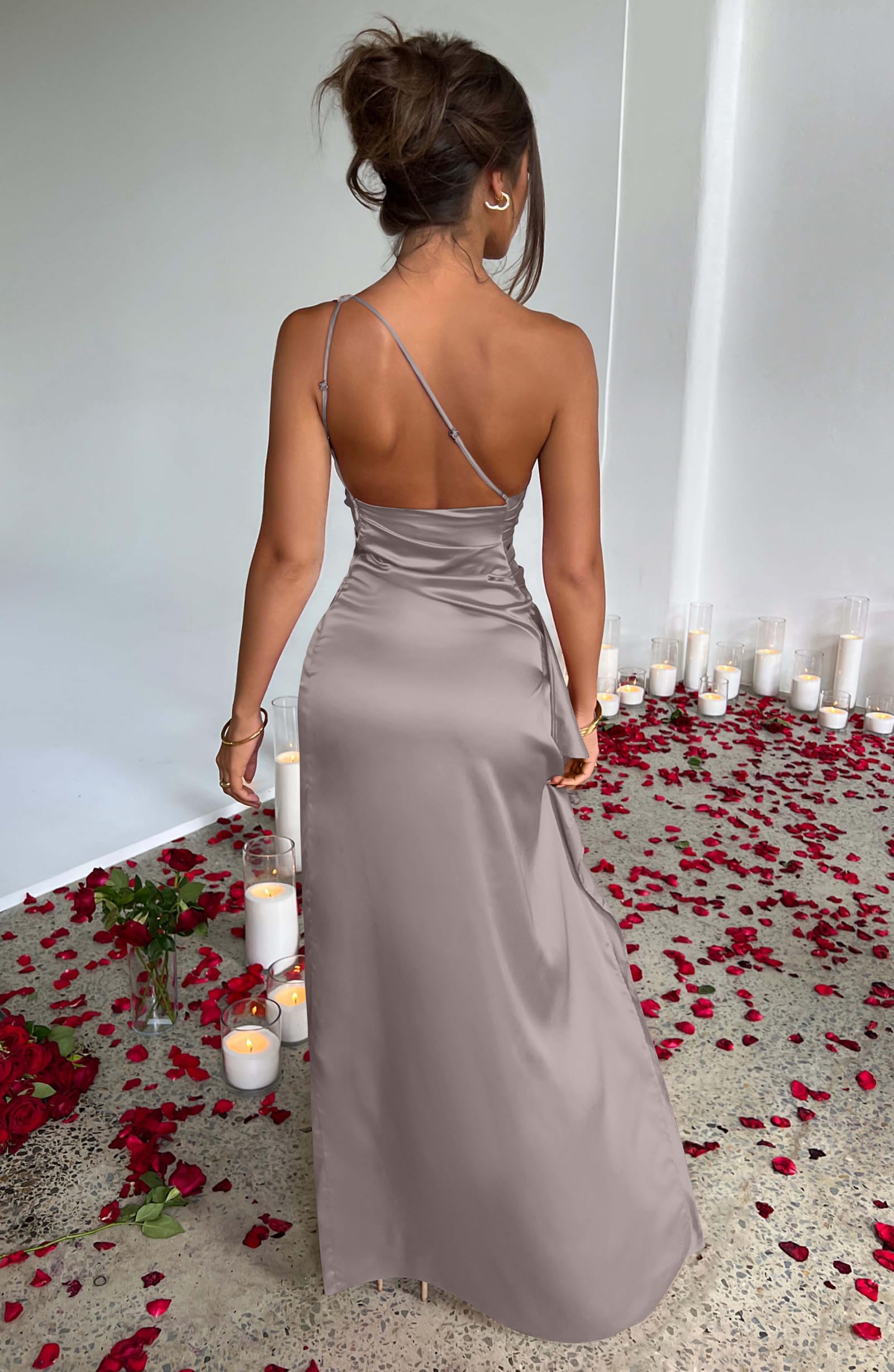 Memoriesea Women's Sexy One Shoulder High Slit Cocktail Dress for Wedding, Party & Evening Events - Elegant Formal Maxi Gown for Prom, Date Night & Special Occasions