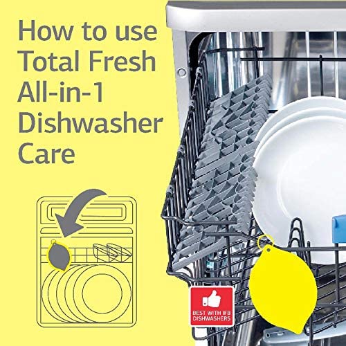 IFB Essentials Total Fresh Dishwasher Freshener - Lemon Scent, 1 Pack | Eliminates Odors & Keeps Dishwasher Fresh | Perfect for Daily Use in Kitchens & RVs