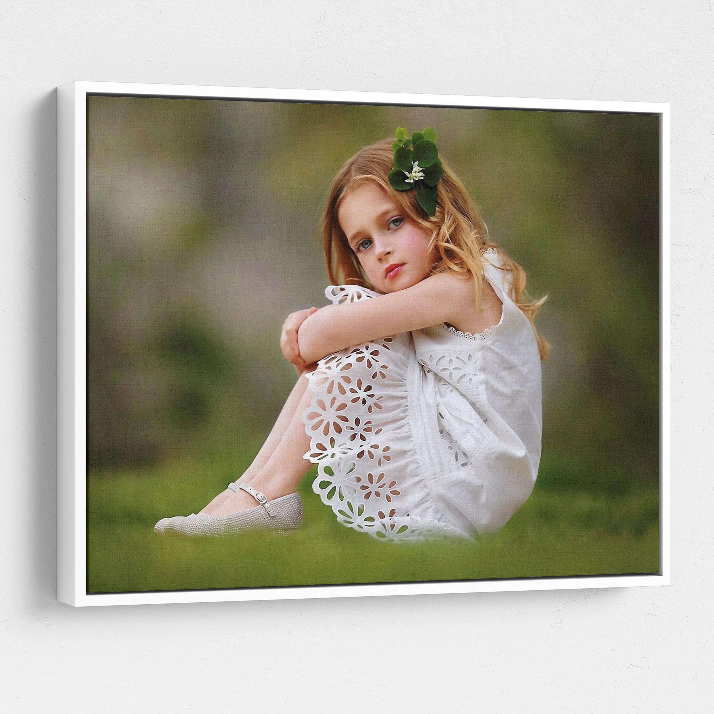 Personalized Canvas Photo Print with Floating Frame - 20x20 Inch White Wall Art for Home Decoration | Perfect for Living Room, Bedroom & Office Decor
