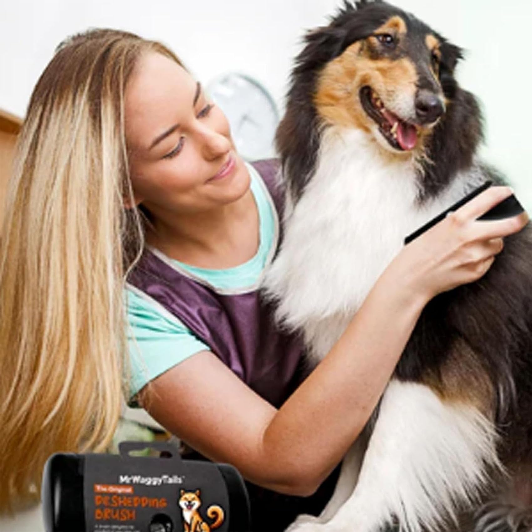 Mr Waggy Tails Deshedding Brush for Dogs - Grooming Tool for Long & Short Hair - Perfect for Home Pet Care