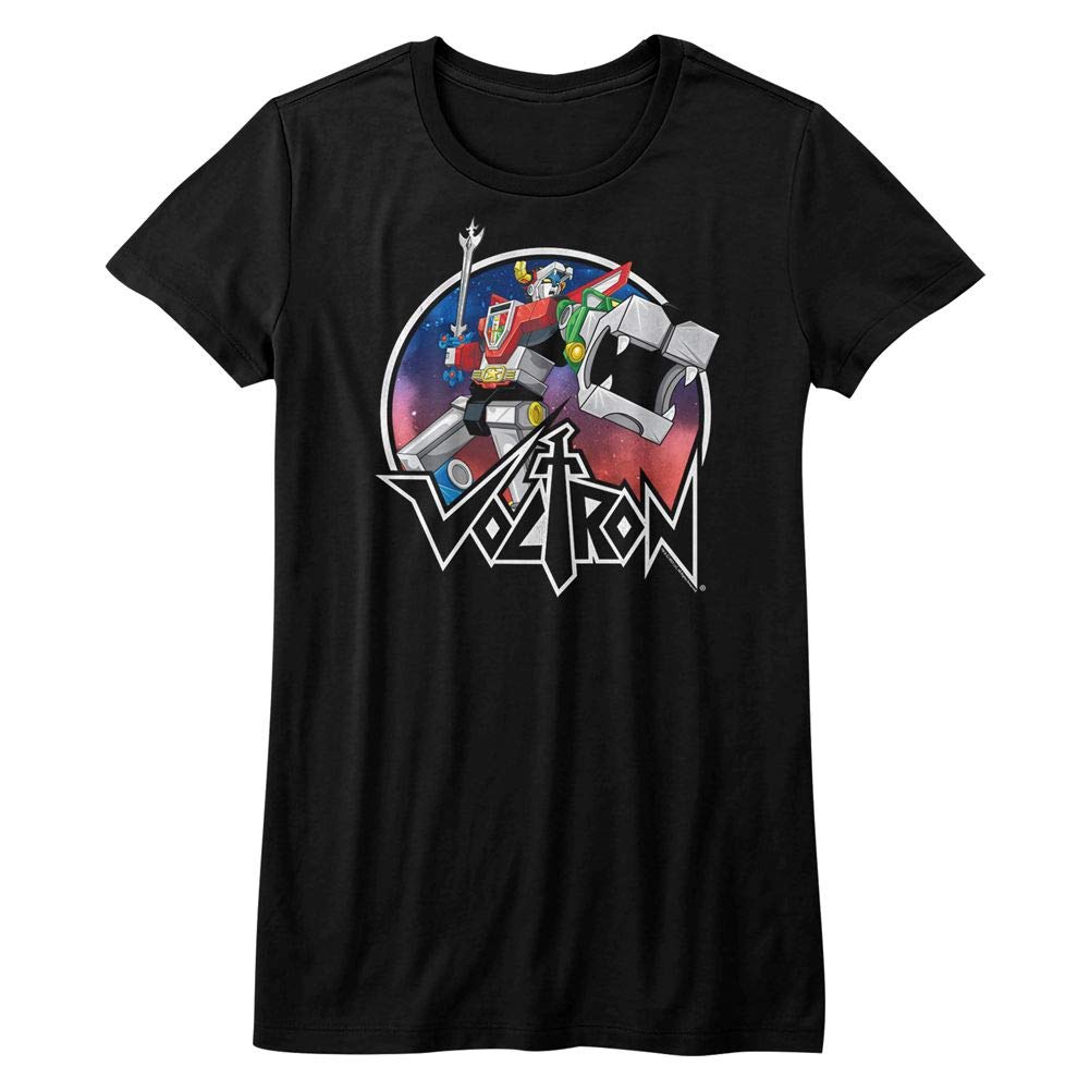 Voltron Women's Circle Robot Sketch Graphic T-Shirt - Medium Size, Black Color | Casual Wear, Cosplay, Anime Fan Gift, Pop Culture Apparel