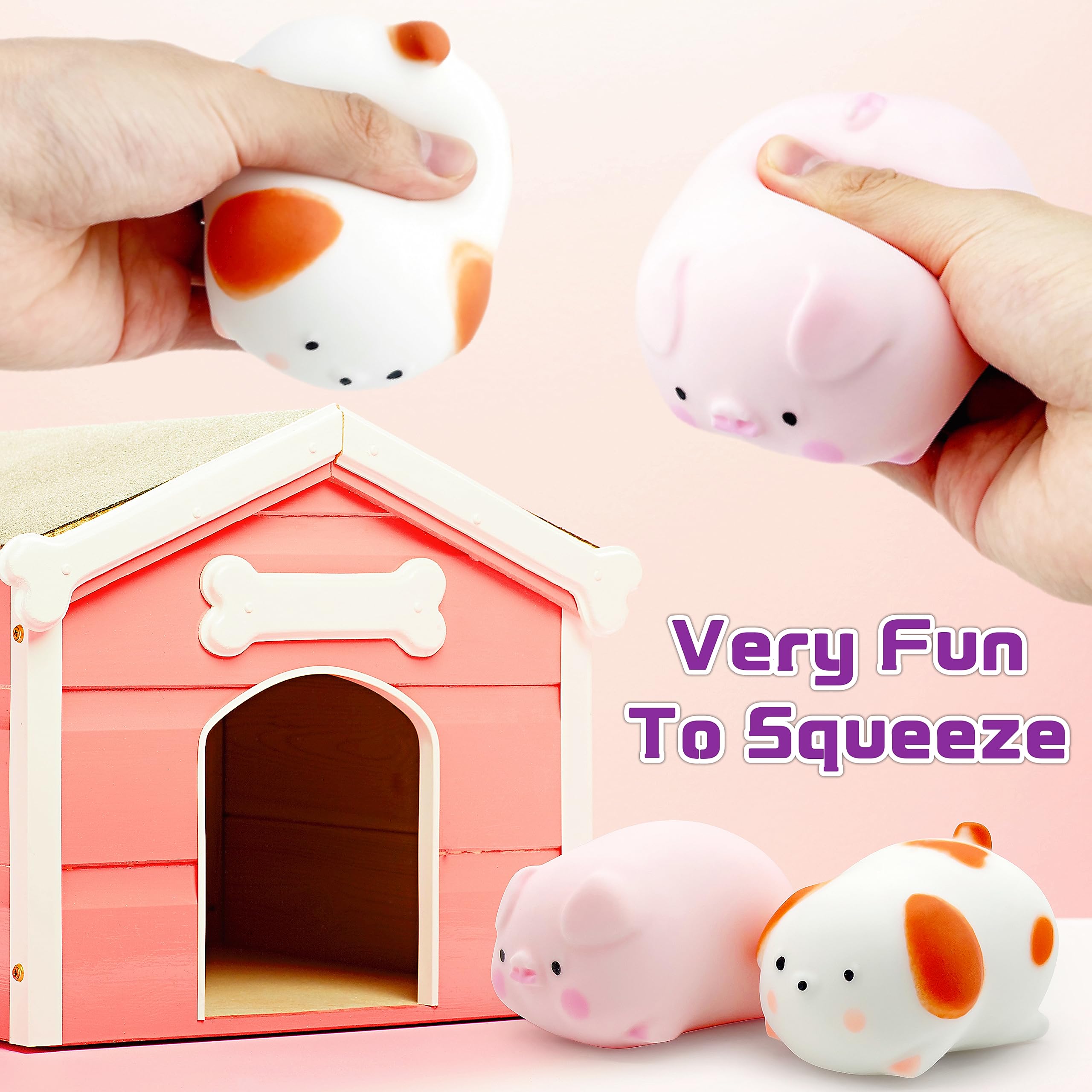 ZTATU Squishy Dog & Pig Stress Relief Balls for Kids - 2 Pack Sensory Fidget Toys for Anxiety, Autism & ADHD - Soft Squeeze Party Favors & Classroom Rewards - Perfect for Stress Relief, Focus & Sensory Play