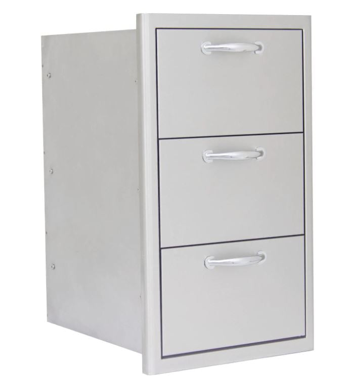 Blaze BLZ DRW3 R LT 16-Inch Stainless Steel Triple Access Drawer - Perfect for Kitchen Organization, RV Storage & Commercial Food Prep