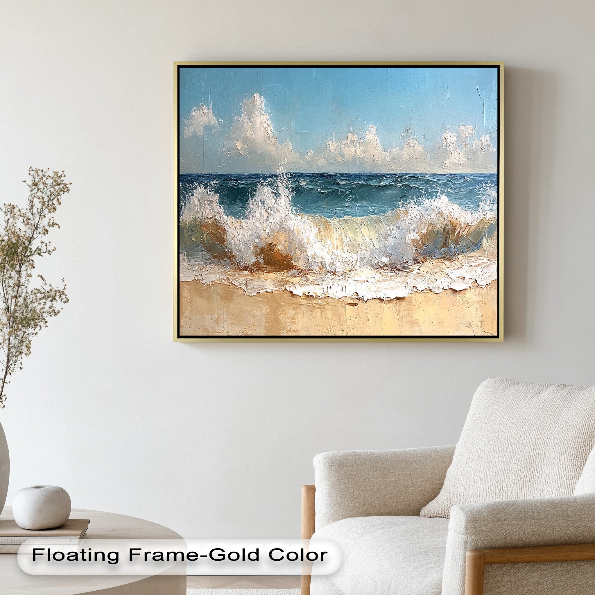 Coastal Beach Wall Art - Hand Painted Crashing Waves Seascape Oil Painting for Living Room, Bedroom & Office Decor | Ocean Themed Home Decor