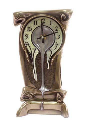 Unicorn Studios BD08390A4 Melting Warped Clock - Polished Bronze Eggshell Face | Surreal Home Decor & Unique Wall Clock for Living Room, Office, or Gift