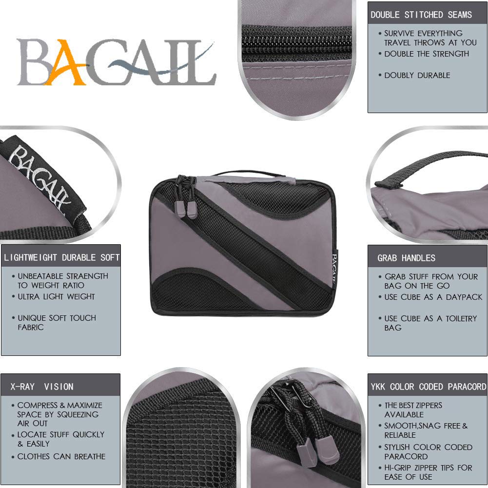 BAGAIL 6 Set Packing Cubes - Lightweight Travel Luggage Organizers for Suitcases, Carry-On Bags & Backpacks | Perfect for Business Trips, Vacations & Weekend Getaways