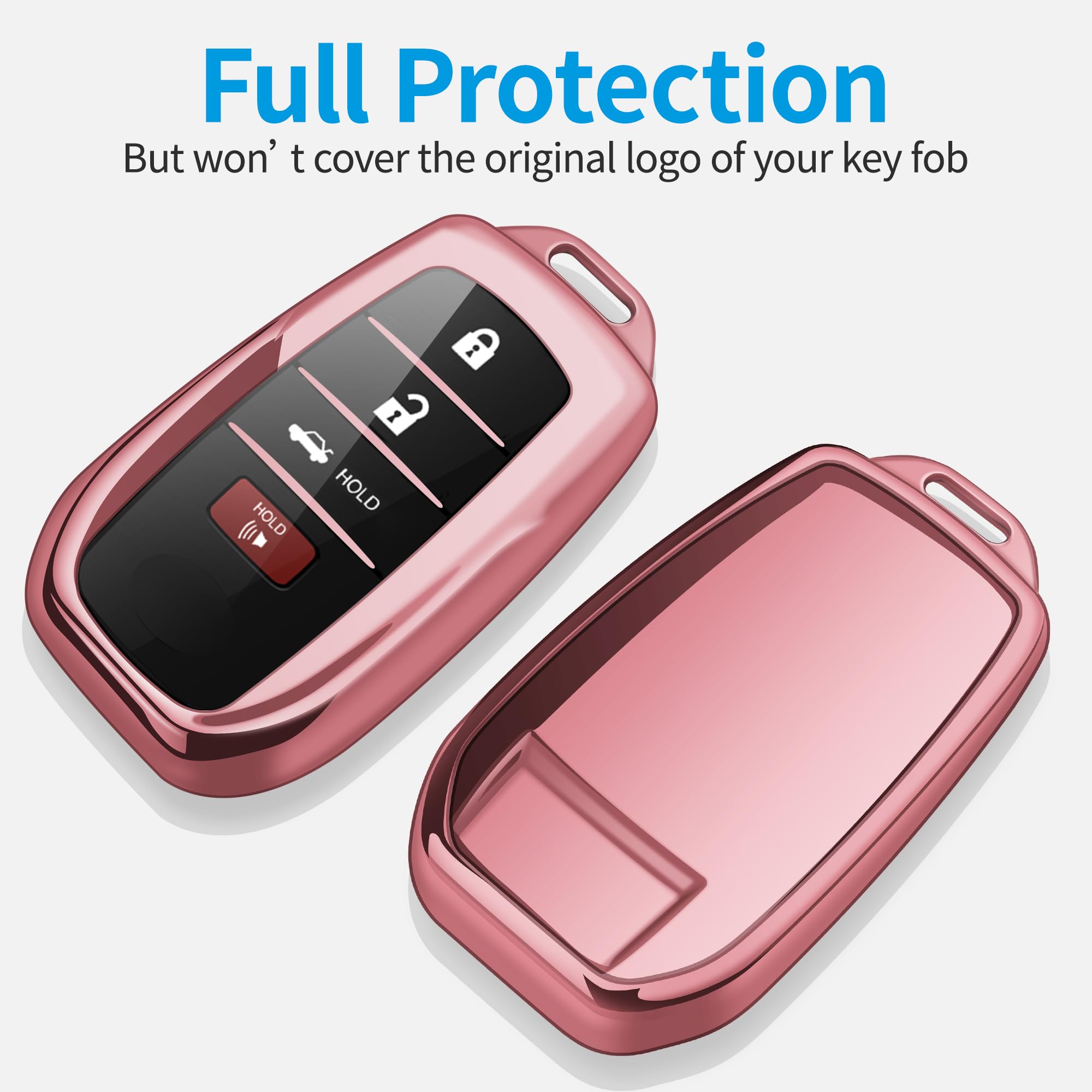 Premium Toyota Key Fob Cover with Keychain - Compatible with 2025 Camry, 2021-2025 Venza, RAV4 Prime, Sienna, 2019-2025 Land Cruiser, Fortuner, Mirai, 2023-2025 Highlander, Prius, Corolla - Durable Pink Shell Case - Perfect for Car Key Protection & Style Enhancement