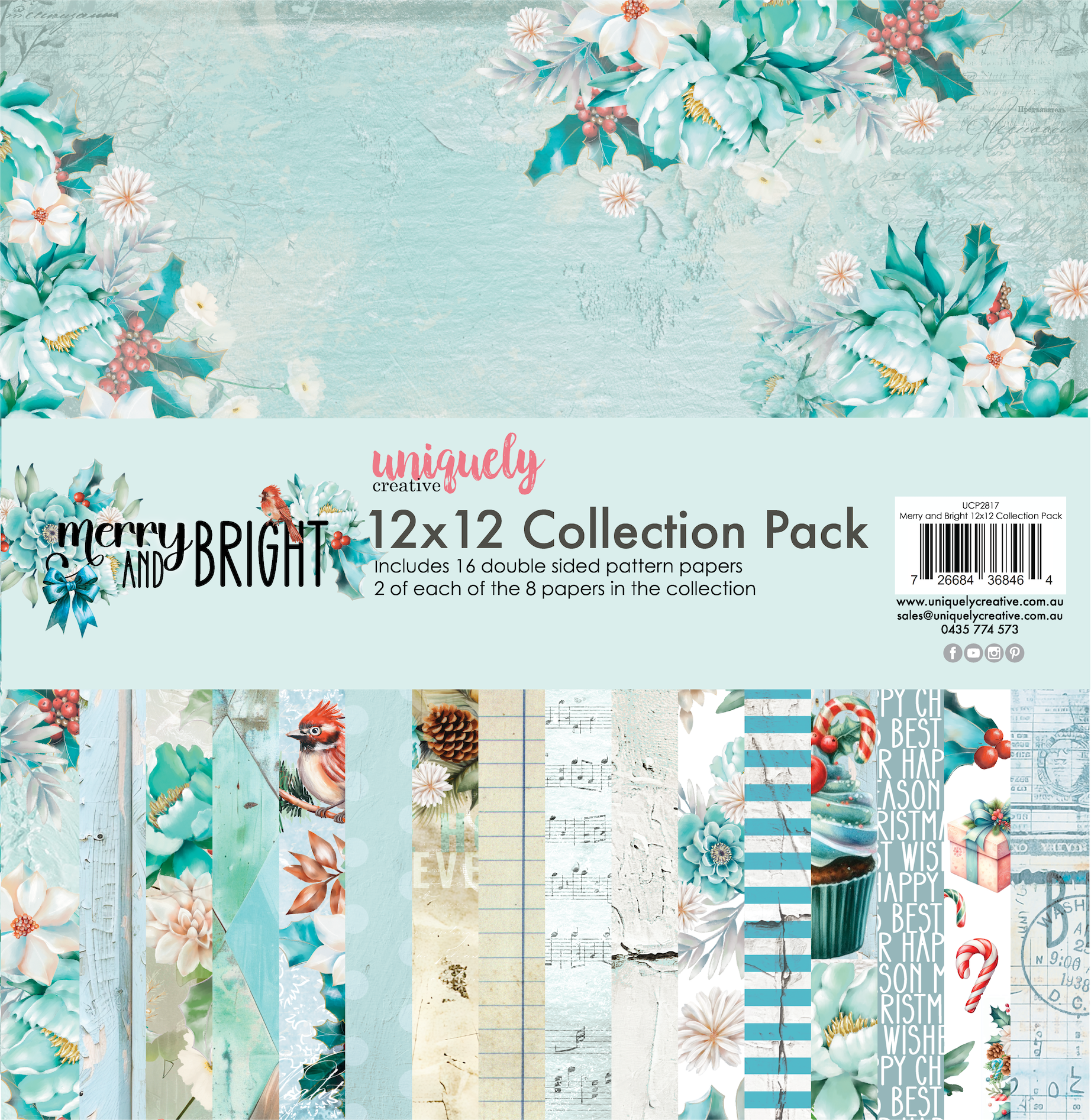 Merry and Bright 12x12 Scrapbook Paper Collection Pack - Perfect for Christmas Card Making, Holiday Scrapbooking & DIY Crafts