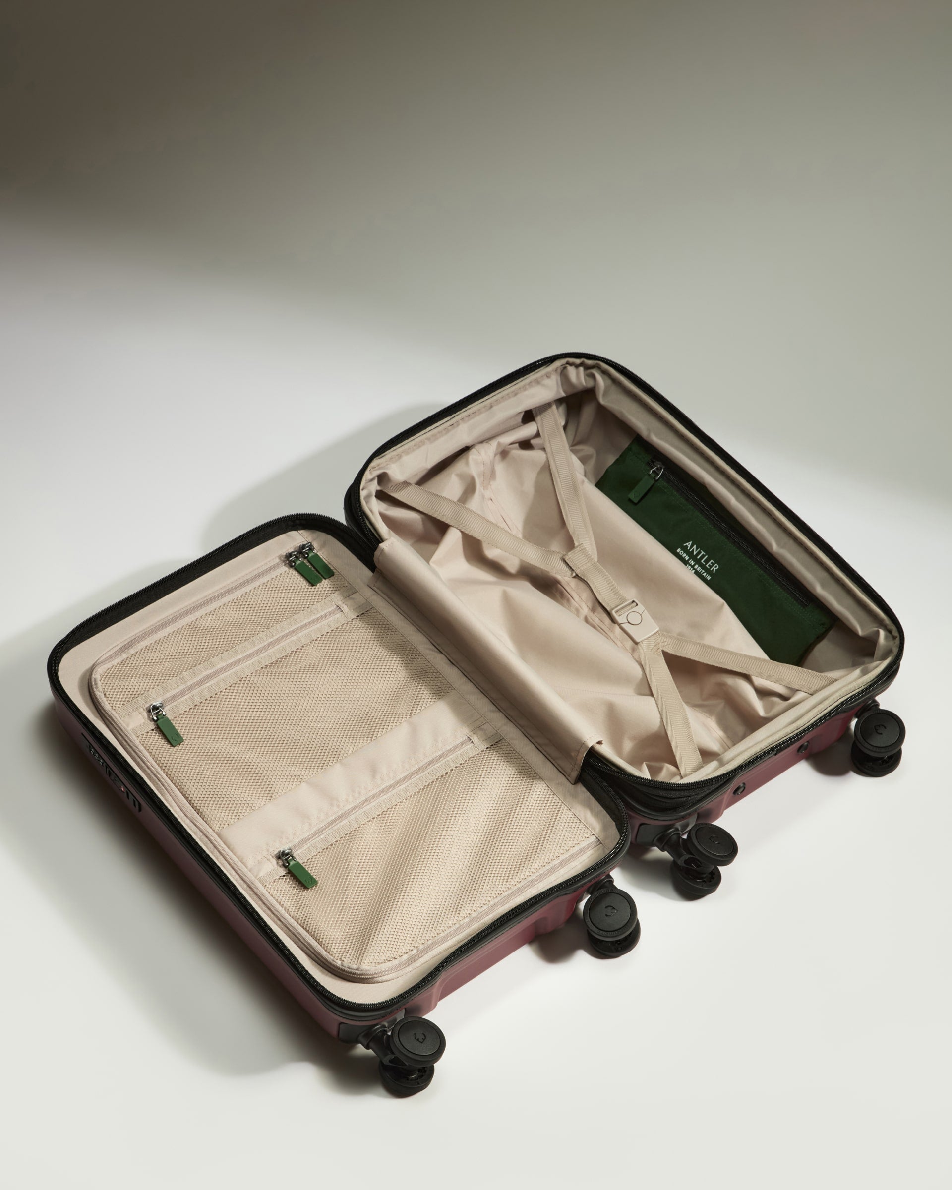 Expandable Carry-On Luggage in Cedar Red with Icon Stripe - Lightweight Suitcase for Air Travel, Business Trips & Weekend Getaways