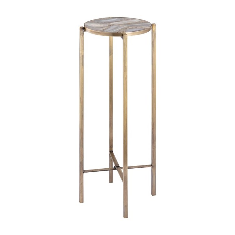 Watkins 9 x 23.5 Inch Antique Brass/Gray Accent Table - Perfect for Living Room, Bedroom, or Entryway Decor