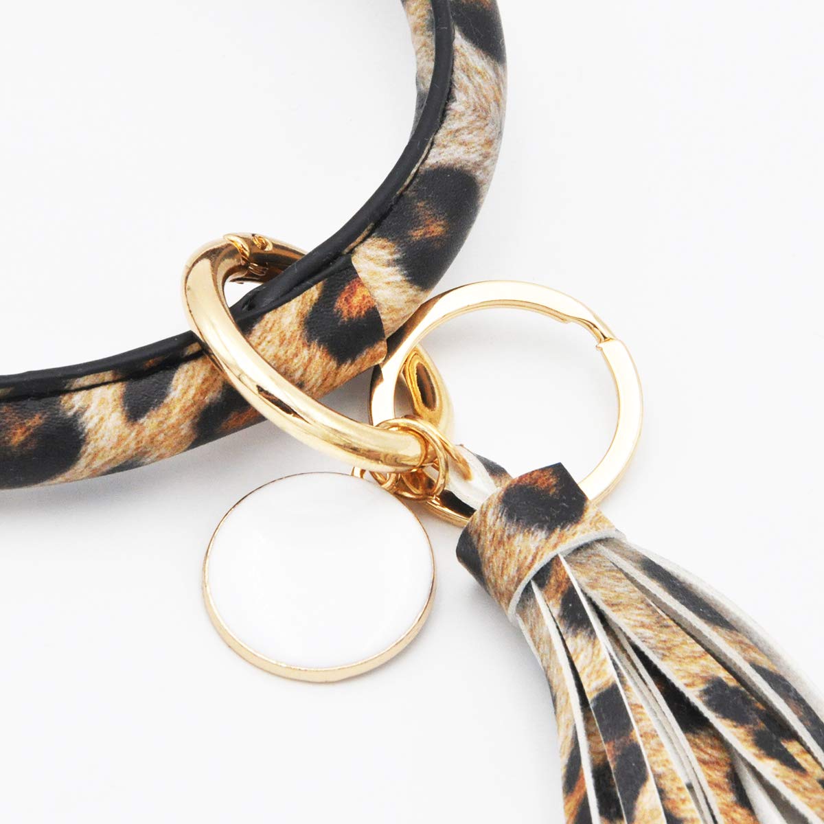 Stylish PU Leather Wristlet Keychain Bracelet - Large Circle Key Ring Holder with Tassel for Women | Perfect for Key Organization, Handbag Accessory & Fashion Jewelry