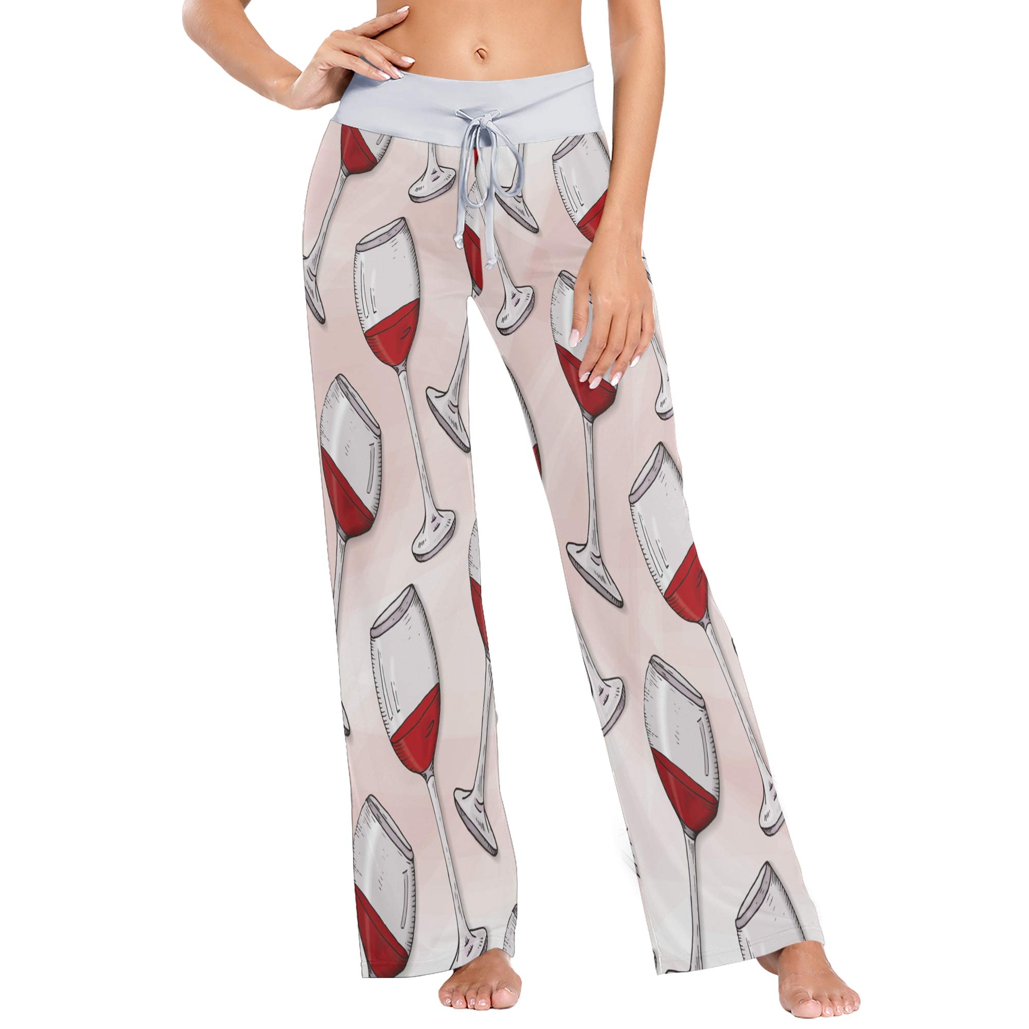 XUWU Women's Comfortable Casual Lounge Pants - Soft Drawstring Palazzo Wide Leg Pajama Pants for Home, Yoga & Relaxation