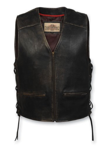 Milwaukee Motorcycle Clothing Co. Men's Distressed Leather Lined Vest - Biker Jacket for Riding, Motorcycle Gear & Casual Style