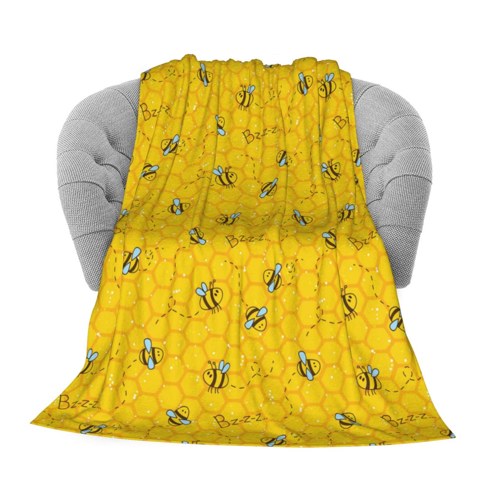 Bee Yellow Fleece Throw Blanket 80