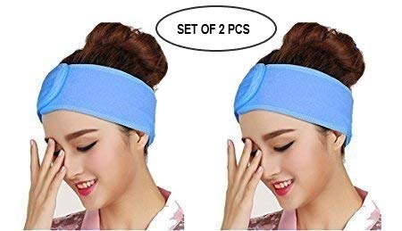 DEXO Women's Stretchy Makeup Headband Set of 2 - Soft Elastic Adjustable Face Band for Skincare, Spa & Hair Washing - Multicolor Beauty Accessories for Women & Girls