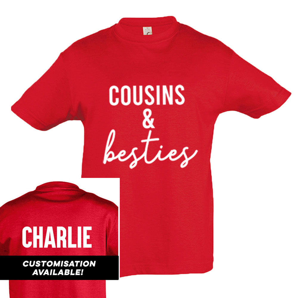 Cousins & Besties Matching Red T-Shirts (MRK X) - Perfect for Family Reunions, Best Friend Outfits & Photo Shoots