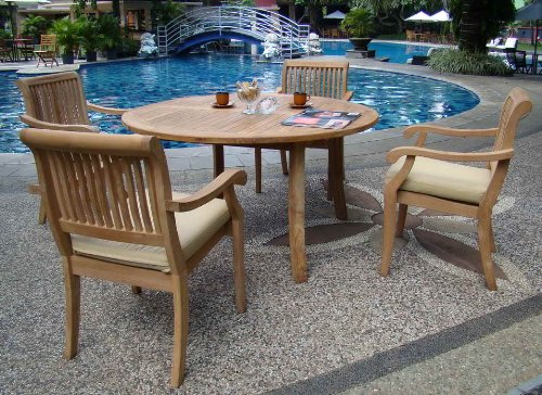 Premium 5-Piece Teak Wood Outdoor Dining Set - 52