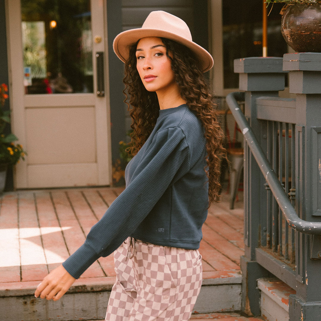 Atlas Ribbed Sweater for Women - Soft Navy Blue Knit Pullover - Perfect for Fall & Winter Layering, Casual Outfits and Office Wear
