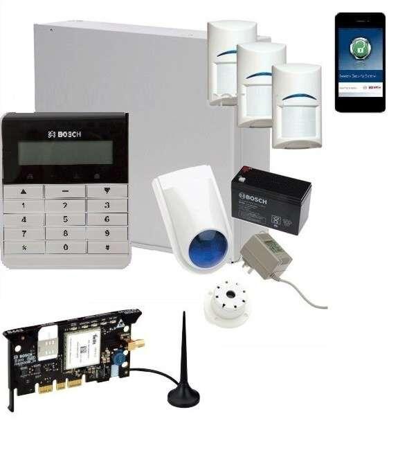 Bosch Solution 3000 Wireless Home Security Alarm System with 3 Gen 2 PIR Motion Detectors, LCD Keypad & GSM Module - Complete Burglar Protection for House, Office & Business Security