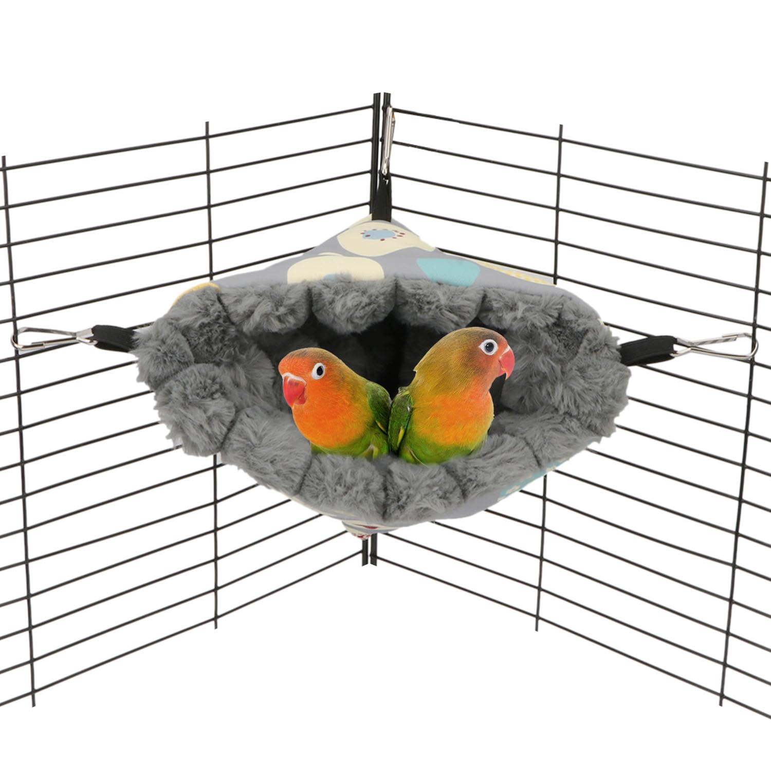 Wontee Warm Hanging Bird Nest House - Cozy Winter Hammock Bed for Parakeets, Budgies, Caiques, Conures & Cockatiels | Grey Medium Size | Perfect for Cage Snuggling & Nighttime Rest