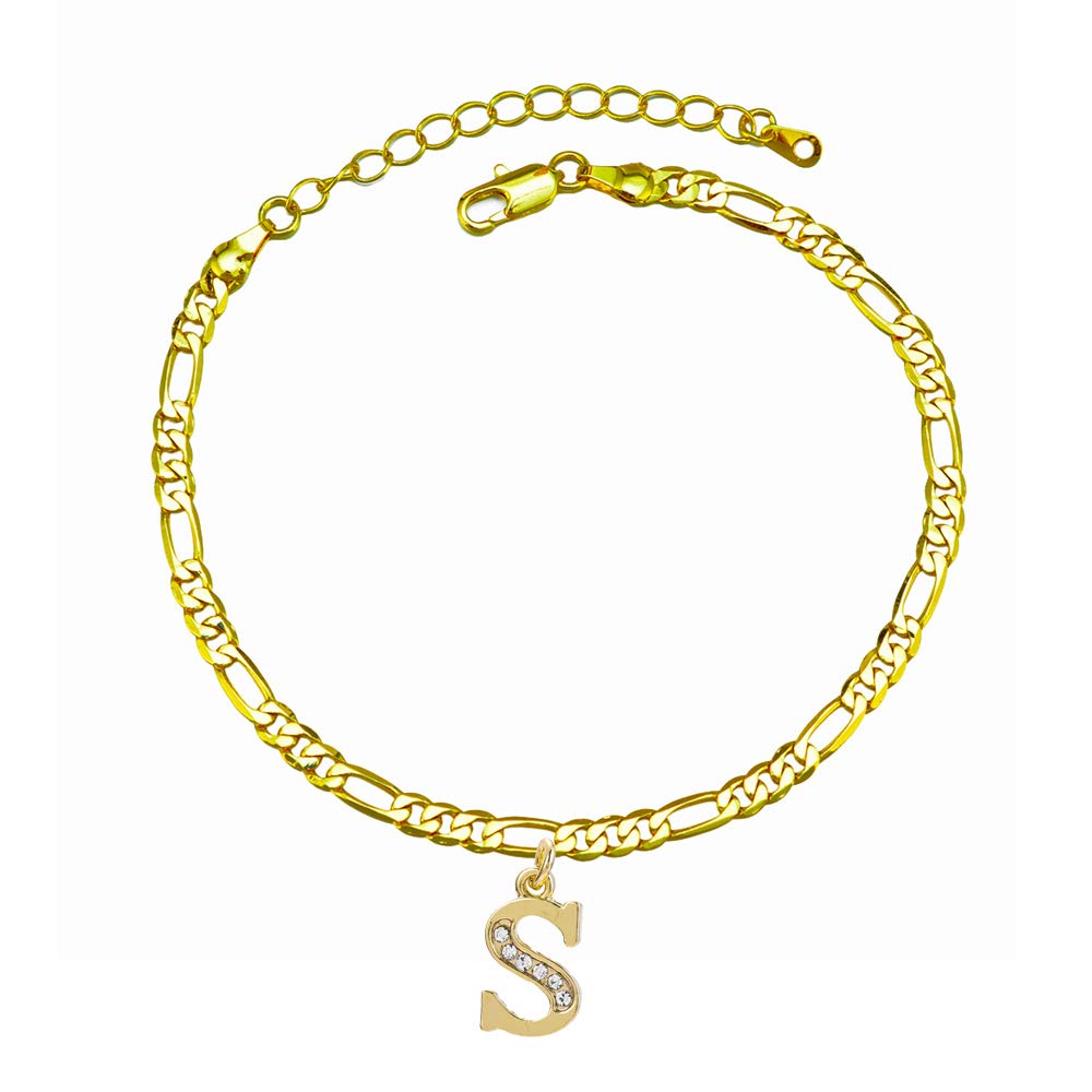 Personalized Initial Ankle Bracelets for Women & Men - 18K Gold & Silver Figaro Cuban Link Anklet for Women, Teen Girls - Custom Name Gold Ankle Bracelet with Letters - Perfect for Gifts, Beach Wear & Everyday Fashion
