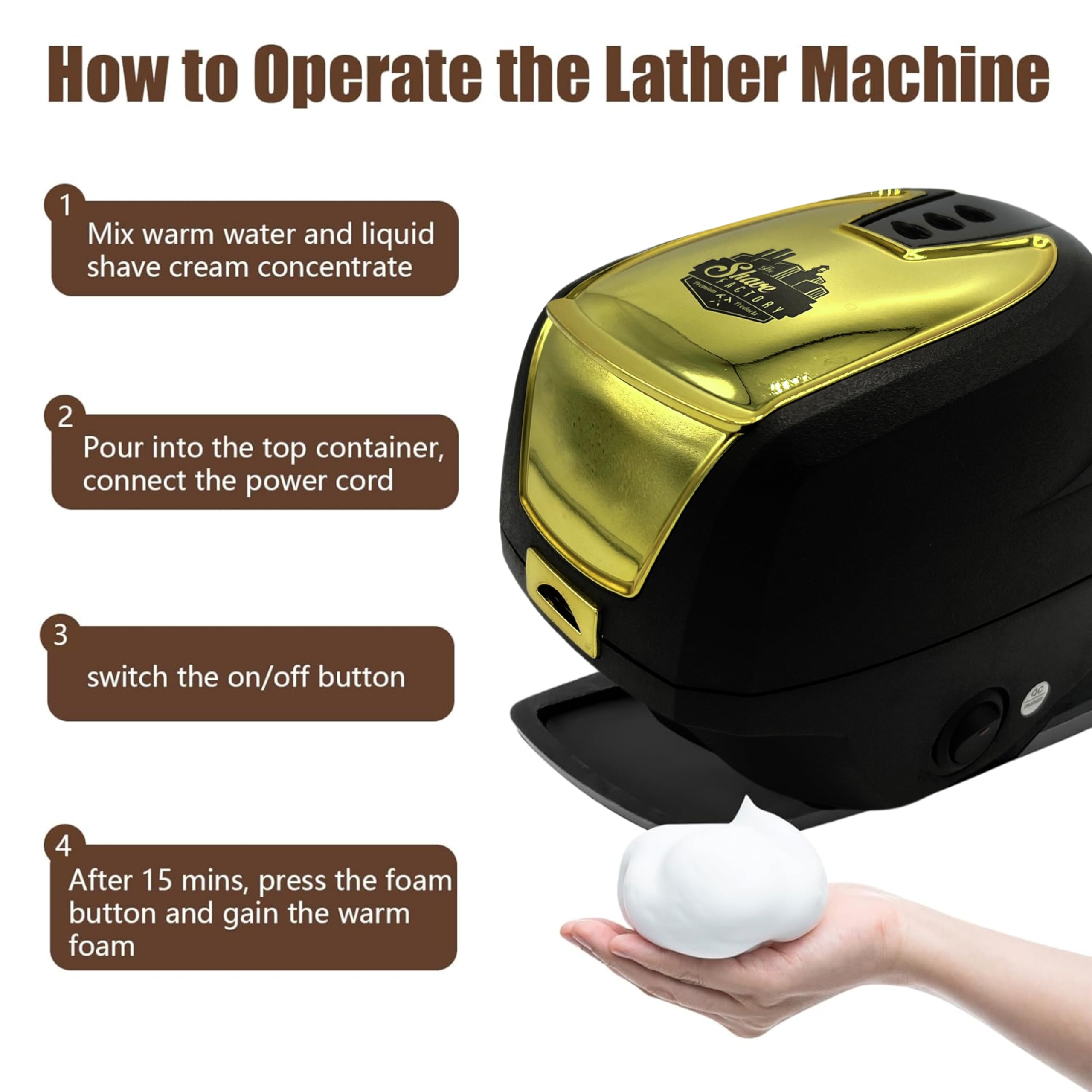 Professional Hot Lather Machine for Barbers & Home Use - 9oz Heated Shaving Cream Dispenser with Lather Warmer | Perfect for Barber Shops, Home Grooming & Christmas/Birthday Gifts for Men (Great for Daily Shaving Routine & Professional Salon Treatments)