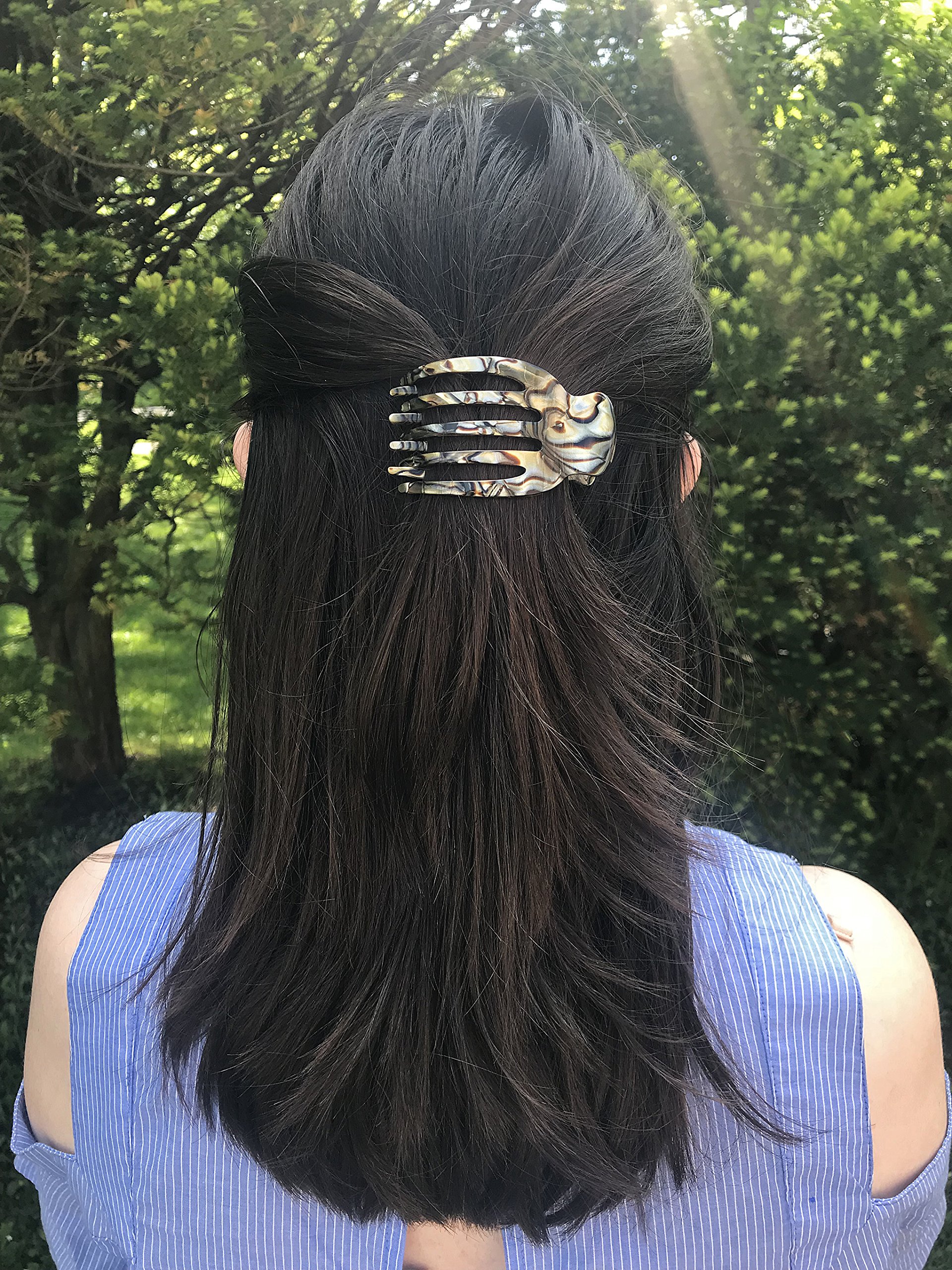 Ficcare Manhattan Yoga Jaw Hair Clips - Onyx Acetate Hair Accessories for Women | Perfect for Yoga, Workouts, and Everyday Styling
