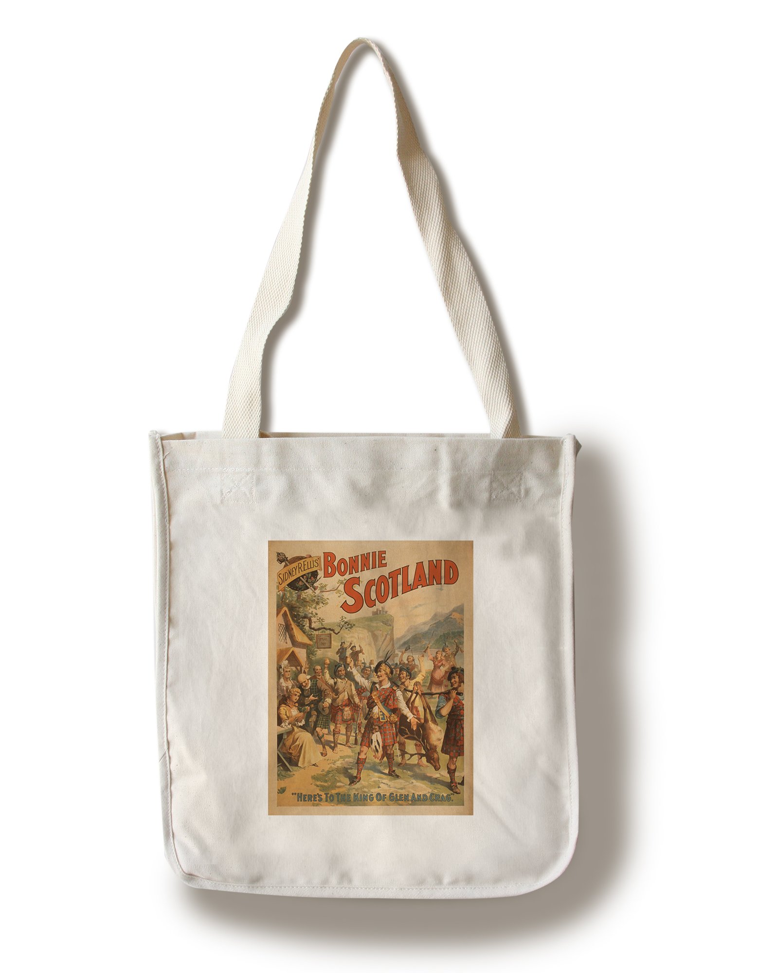 Vintage Scottish Play #4 Canvas Tote Bag by Lantern Press - Reusable 100% Cotton Shopping Bag with Sidney R. Ellis' Bonnie Scotland Art - Perfect for Groceries, Beach Trips & Farmers Market
