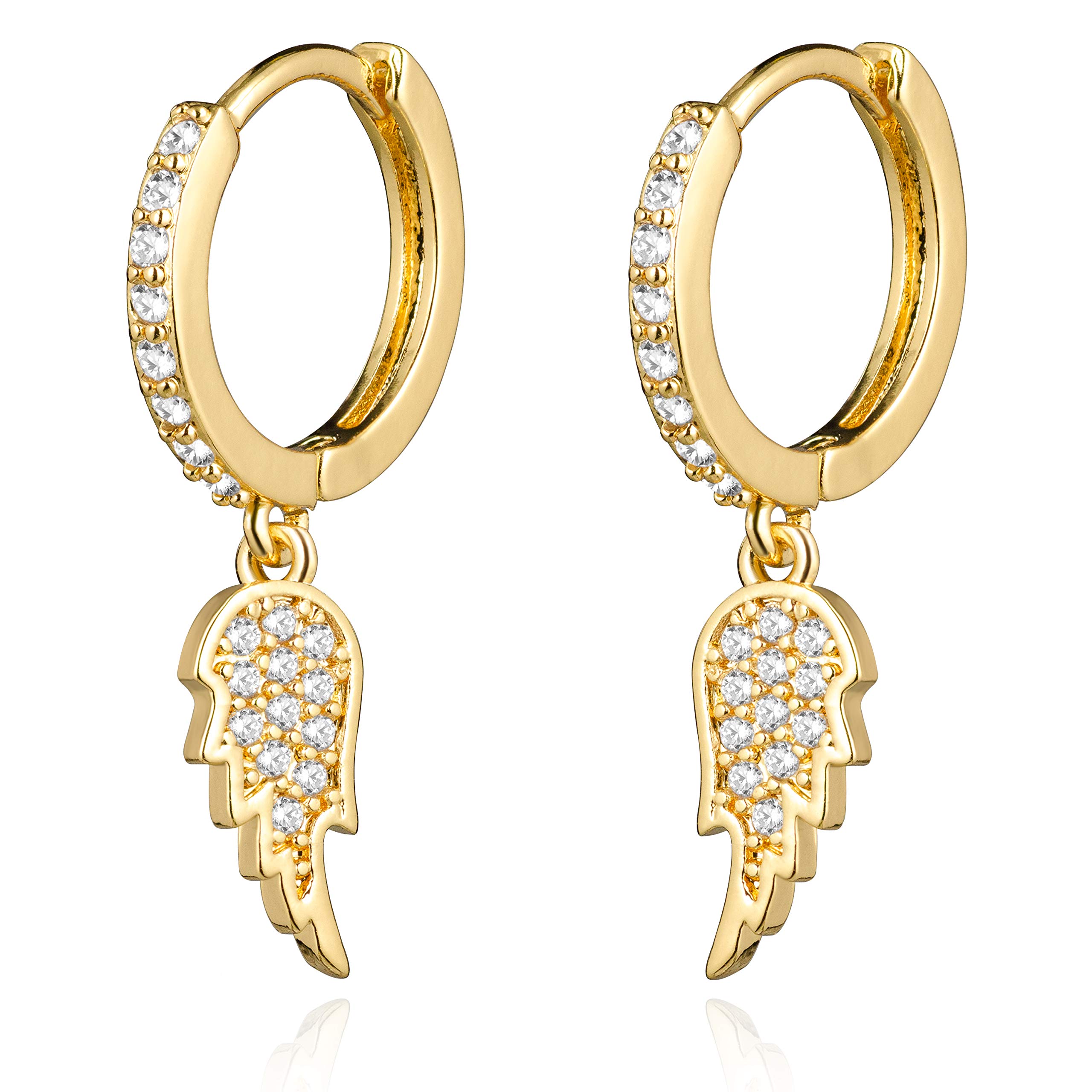 18K Gold Plated Small Hoop Earrings with Charms & Cubic Zirconia | Elegant Dainty Hoop Earrings for Women & Teen Girls (15mm) | Perfect for Everyday Wear, Parties & Gifts