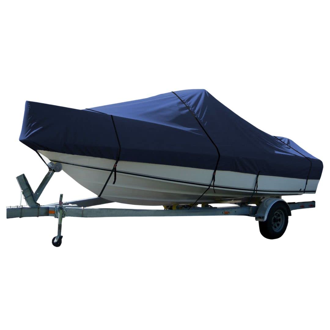 **Heavy Duty 600D Polyester Waterproof Boat Cover for Cuddy Cabin, Runabout Bowrider & V-Hull Boats (28'-30') – Navy Blue – UV Resistant, Trailering & All-Weather Protection**    *(Perfect for outdoor storage, long-distance trailering, and harsh weather conditions – keeps your boat safe and dry!)*