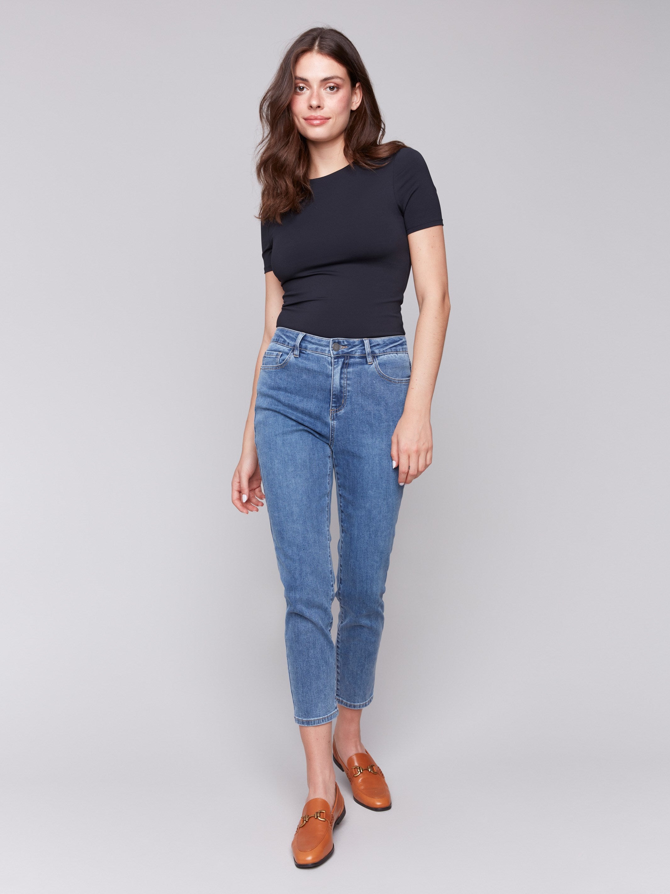 Claudia Slim Leg Jeans for Women - Medium Blue Denim Stretch Skinny Jeans - Perfect for Casual Wear, Office & Night Out