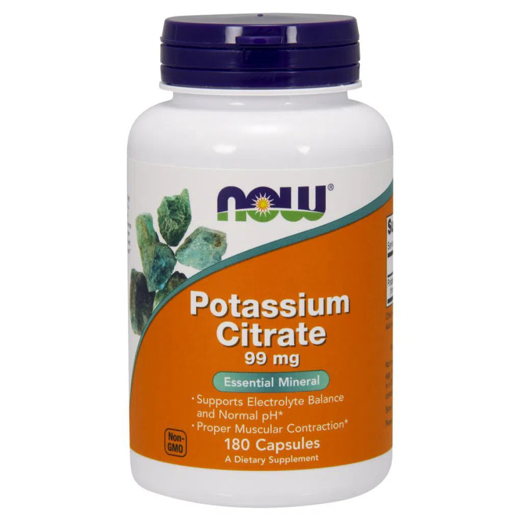 NOW Potassium Citrate 99 mg Supplement - Supports Heart Health & Electrolyte Balance - Ideal for Athletes & Keto Dieters