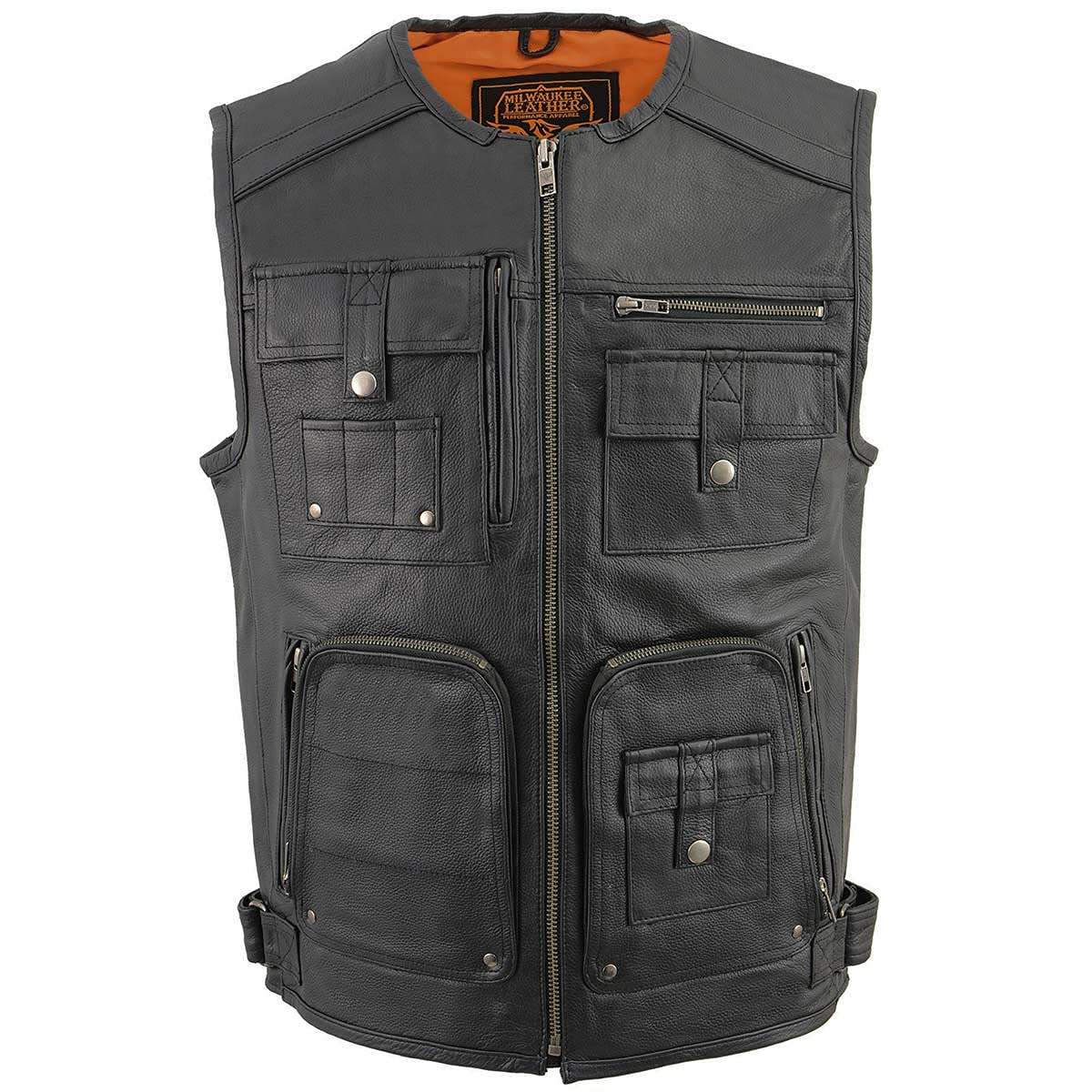 Milwaukee Leather MLM3580 Men's Black Super Utility Multi-Pocket Motorcycle Vest - Durable Biker Vest for Riding, Travel & Outdoor Adventures