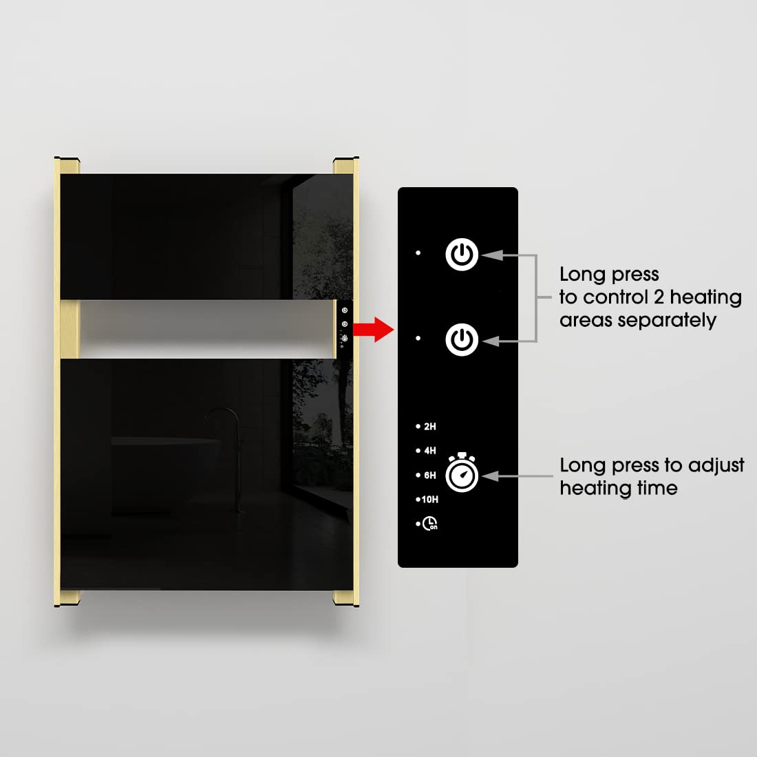 Electric Heated Towel Rack for Bathroom - 26.8 x18 Inch Wall Mounted Towel Warmer with Timer & Black Tempered Safety Glass - Fast Drying Graphene Towel Heater for Spa, Luxury Bathroom & Home Use