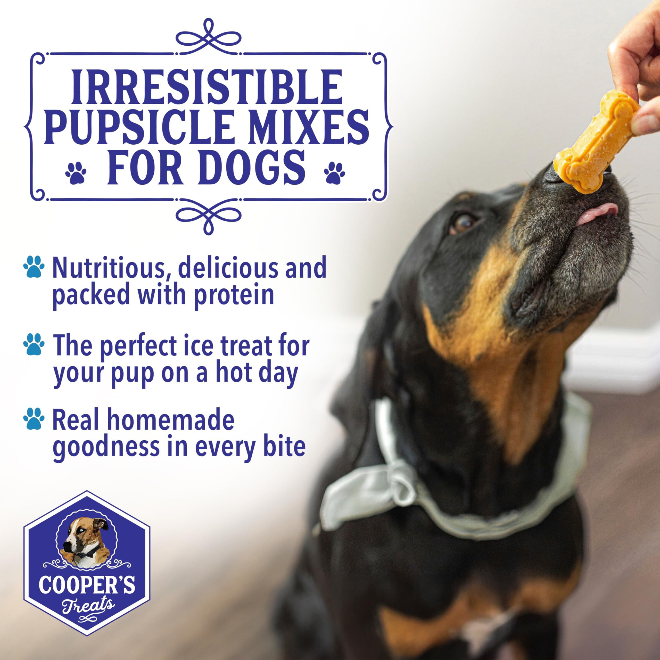 Cooper's Treats Pupsicle Starter Kit - Easy Homemade Frozen Dog Treats Kit, Healthy Grain-Free Dog Ice Cream Mix for DIY Puppy Snacks - Perfect for Summer Cooling, Training Rewards & Dog Birthday Parties