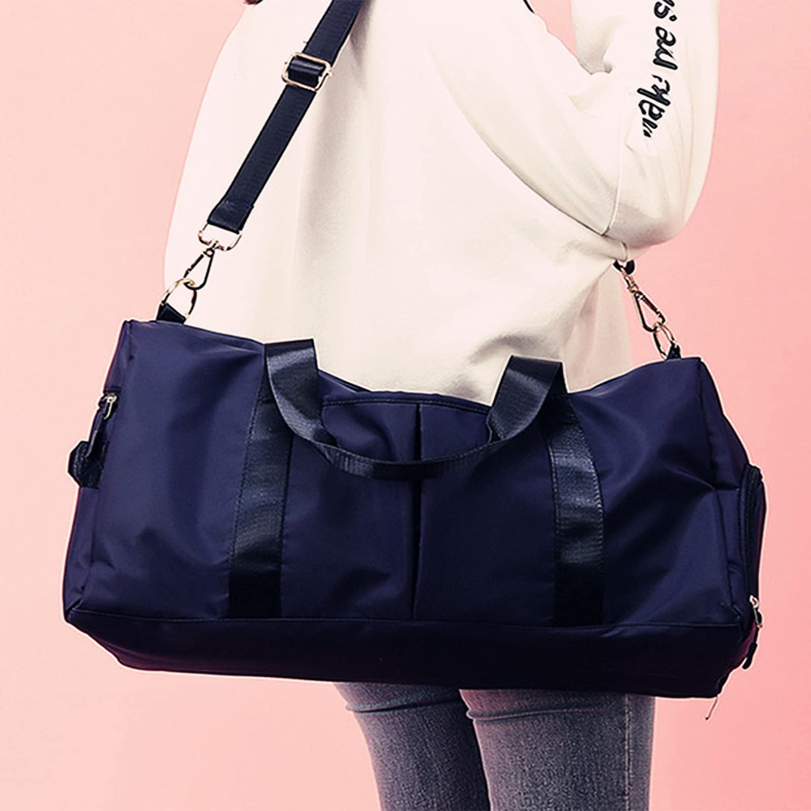 Custom Embroidered Duffel Bag for Gym & Travel - Waterproof Wet/Dry Pockets, Shoe Compartment - Perfect Gift for Groomsmen, Bridesmaids (Navy Blue) - Ideal for Sports, Workouts, Weekend Getaways & Business Trips