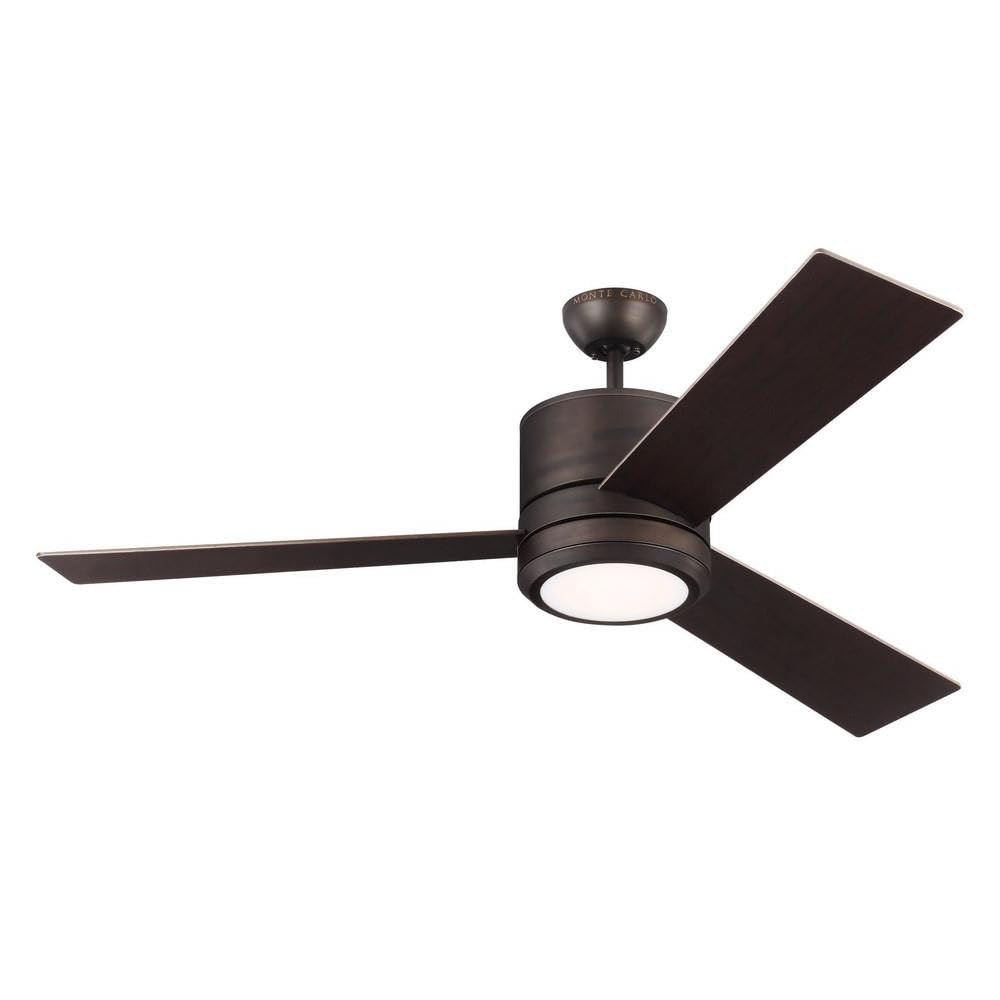 56 Inch 3 Blade Modern Ceiling Fan with Light Kit - Roman Bronze Finish, Quiet Reversible Motor, Remote Control - Perfect for Living Room, Bedroom, and Outdoor Patio