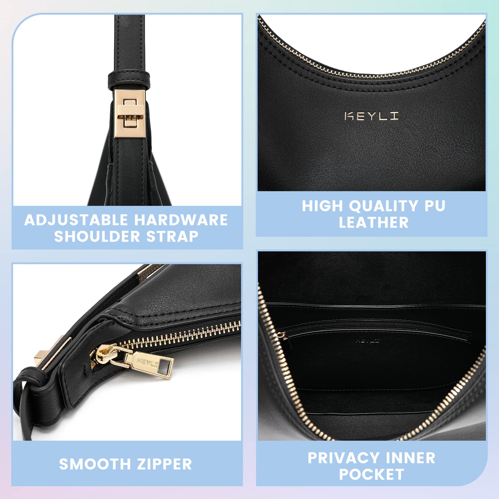 Keyli Adjustable Shoulder Bag for Women - Stylish 3-Way Strap Hobo Handbag with Zip Closure - Perfect for Work, Travel & Everyday Use