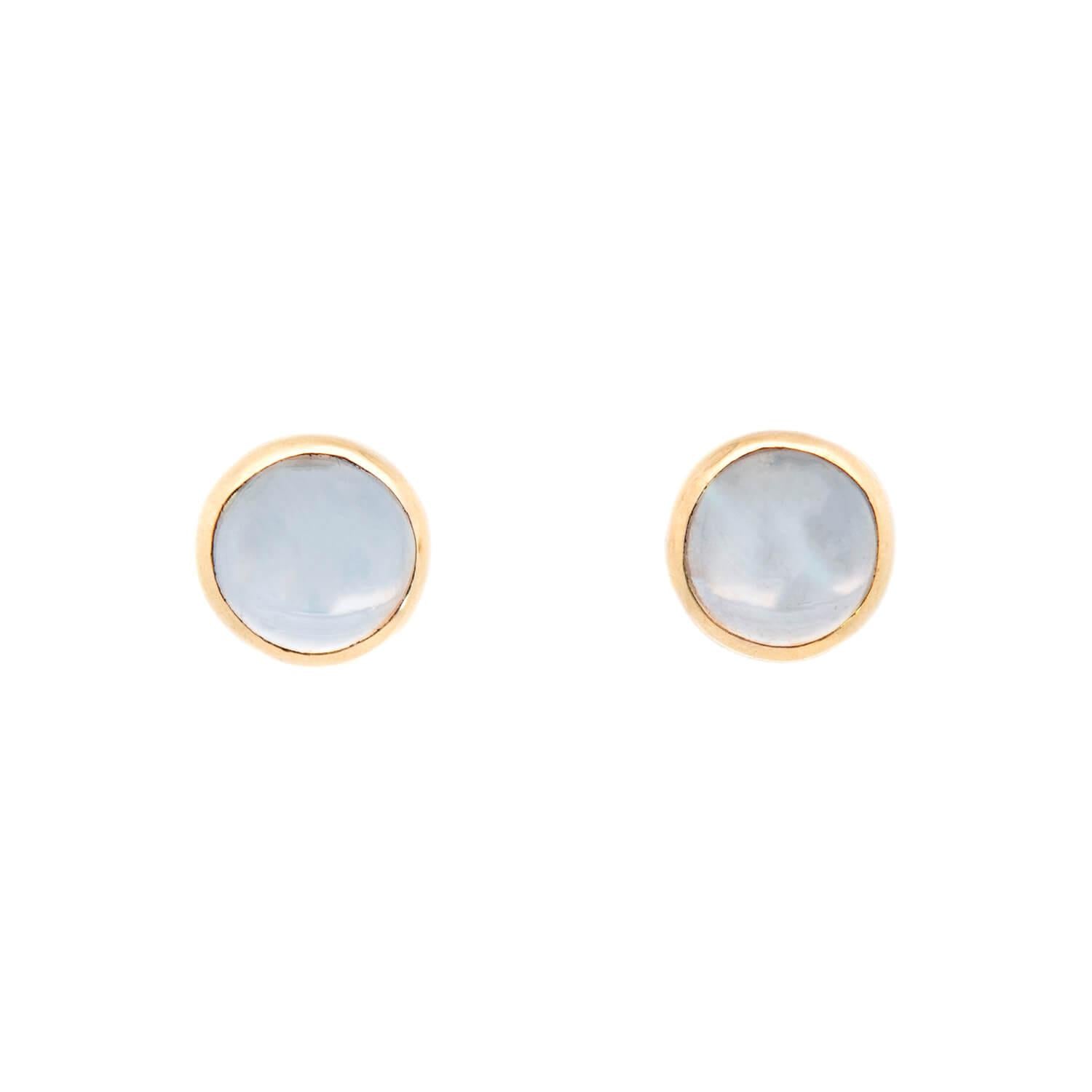 14K/18K Gold Moonstone Stud Earrings for Women - Vintage Edwardian Style Elegant Jewelry - Perfect for Weddings, Parties & Everyday Wear
